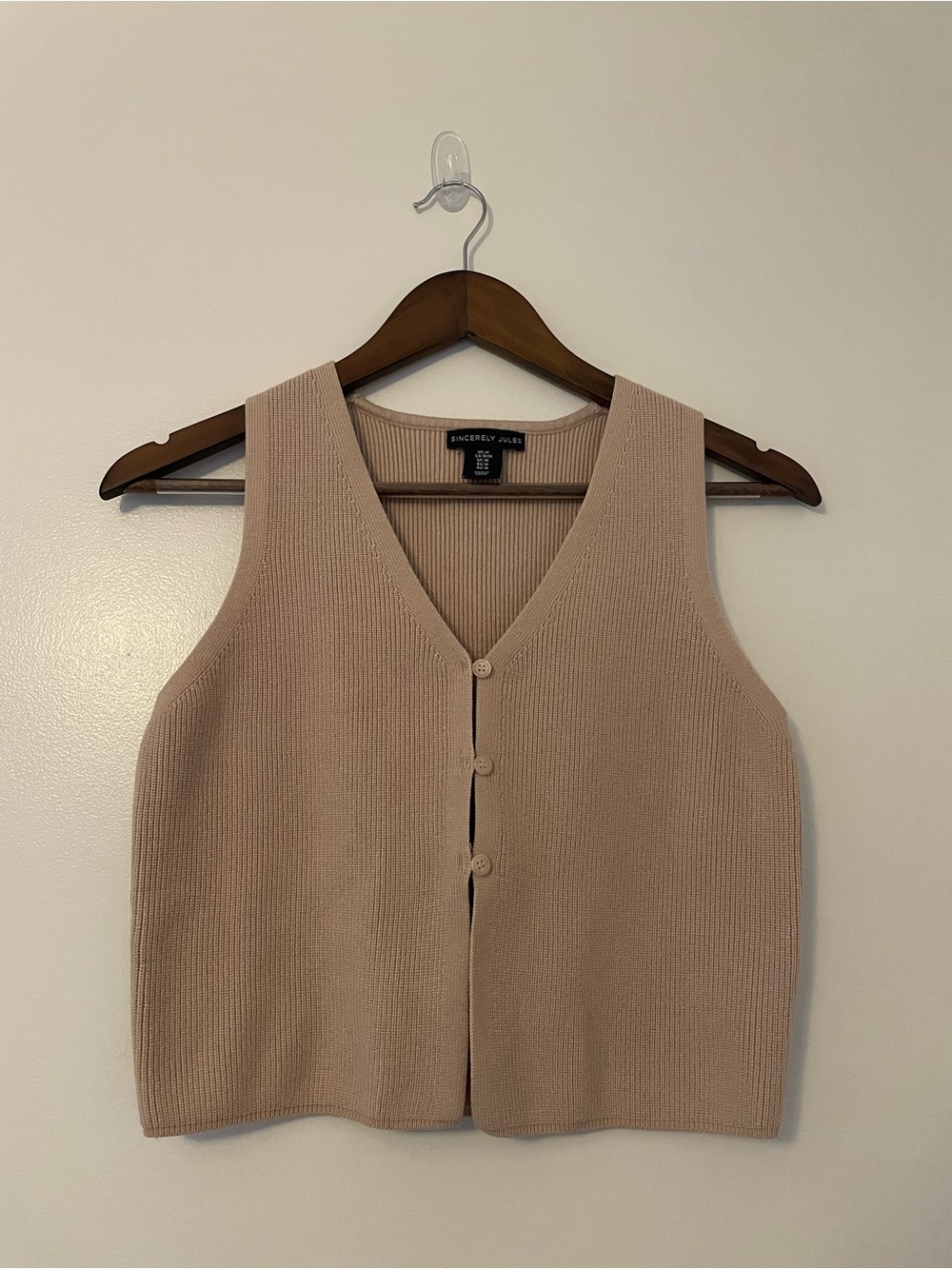 Sincerely Jules Sleeveless Button Down Clean Girl Aesthetic Old Money Sweater